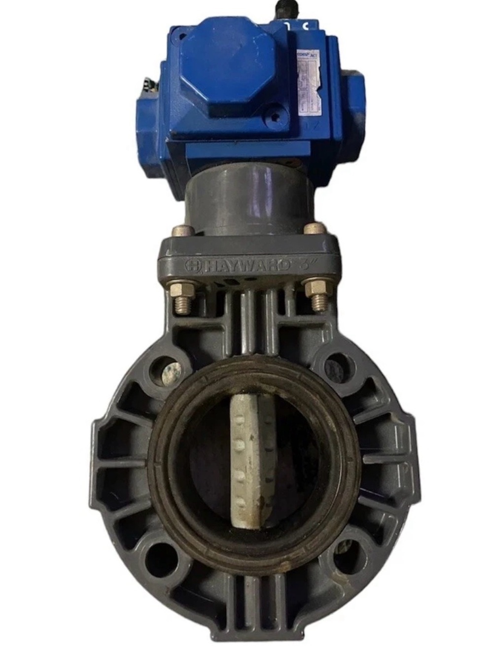 Hayward Butterfly Valve, 3in, PVC, EPDM, Pneumatic Spring Return